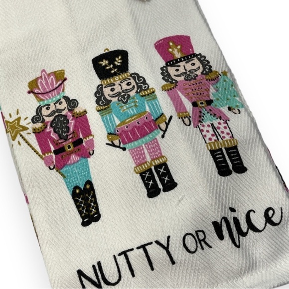 Christmas Nutcracker Kitchen Towels Pot Holder Bundle Lot of 3 Pink Turquoise - Picture 2 of 6